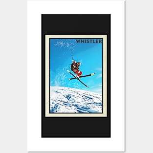 Whistler ski mountains retro vintage skiing 80's Posters and Art